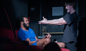 Adam Bihi (left) and senior Theatre major Garrett McCord.