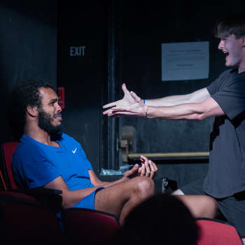 Adam Bihi (left) and senior Theatre major Garrett McCord.